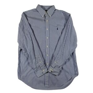 Ralph Lauren Mens Classic Fit Striped Button Down Shirt Blue White 16.5 34/35